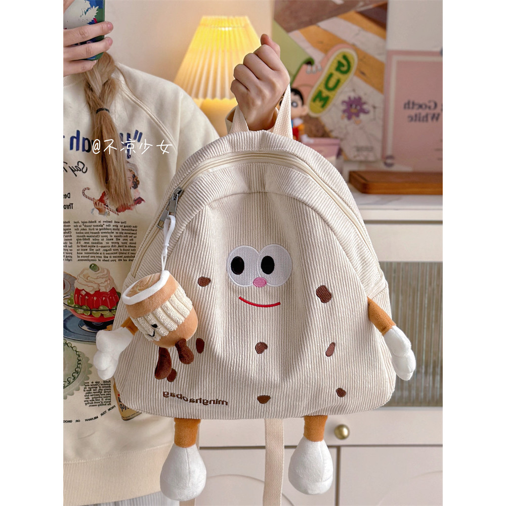 cặp sách nữ cặp học sinh cấp 2 Cặp sách nhỏ nữ hoạt hình vải nhung dễ thương xấu xí Nhật Bản dễ thươ