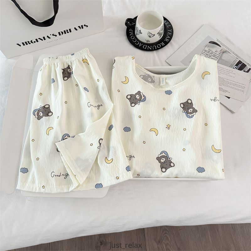 2026New Cotton Sleepwear, Bộ Đồ Ngủ Gấu Kawaii Dành Cho Nữ, 40-70kg Plus Size Loungewear