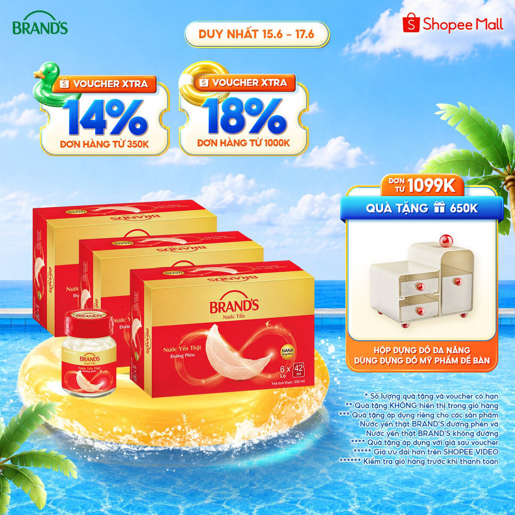 Combo 3 Nước yến thật BRAND'S Đường Phèn (42 ml x 6 lọ)