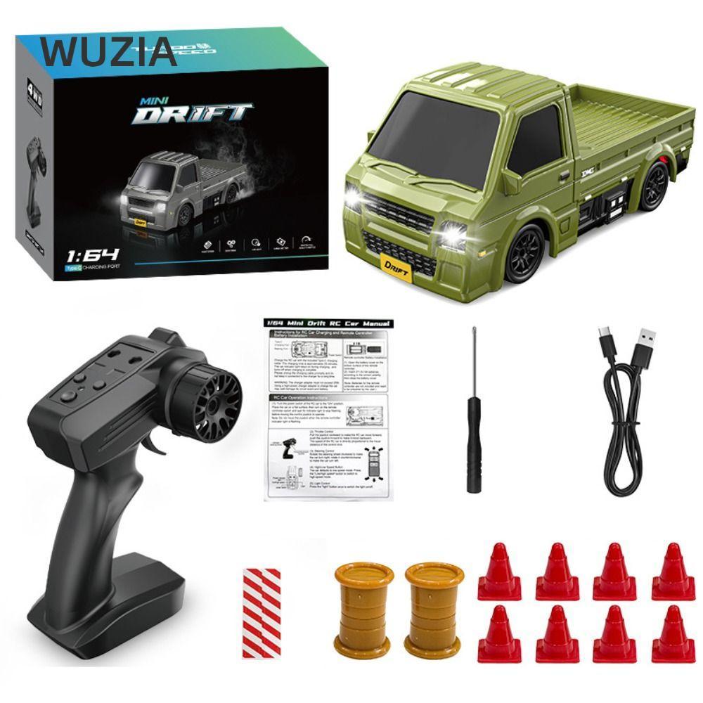 WUZIA RC Drift Car, Xe tải RC 4WD 1: 64 tốc độ cao, Đèn LED sạc 2.4G chất lượng cao Mini RC Car Desk