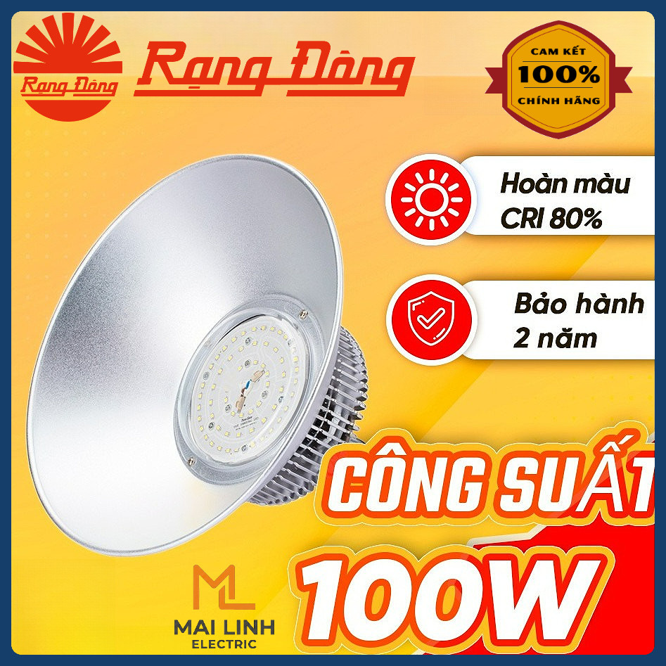 (Rạng Đông) Đèn led Highbay nhà xưởng 100W (Nhôm Đúc) - Tản nhiệt, chiếu sáng liên tục Model: HB02 -