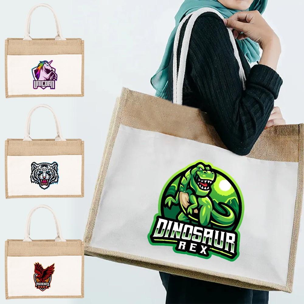Jute Bag Handbag Linen Shoulder Bag Sacks Teamlogo Sacks Women Shopping Bags Tote Laminated Bags Des