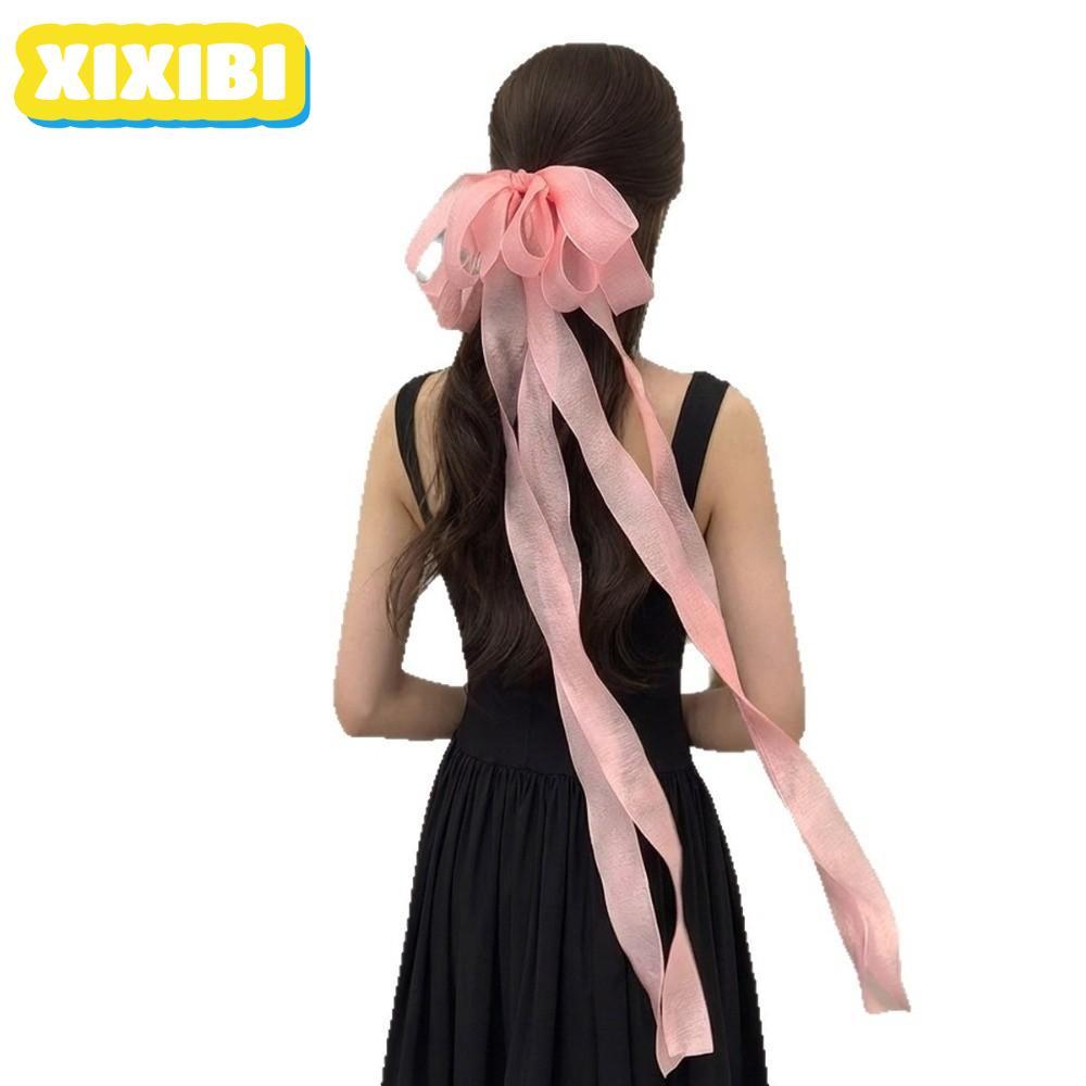 XIXIBI Nơ Kẹp Tóc, Vintage Lưới Ruy Băng Barrette, Phụ Kiện Tóc Quá Khổ Lưới Dài Ruy Băng Barrette T