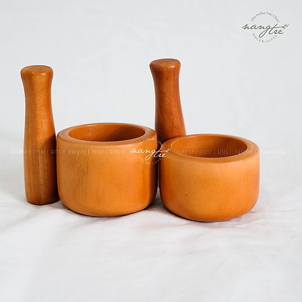 Cối chày gỗ tối giản đa năng- mortar and pestle