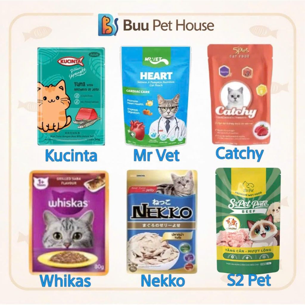 [10_20_30] Gói pate Whiskas, Neko, Mr Vet, Catchy, S2 Pet, Kucinta bổ sung nước cho chó mèo