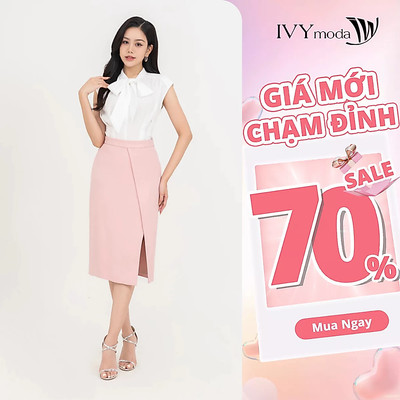 Chân váy bút chì xếp vạt chéo IVY moda MS 31M8707