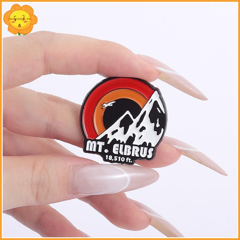 VASTJI Nga Elbrus Gắn Men Chân Phong Cảnh Tự Nhiên Bình Minh Núi Tuyết Thổ Cẩm Bapa Ve Áo Huy Hiệu T