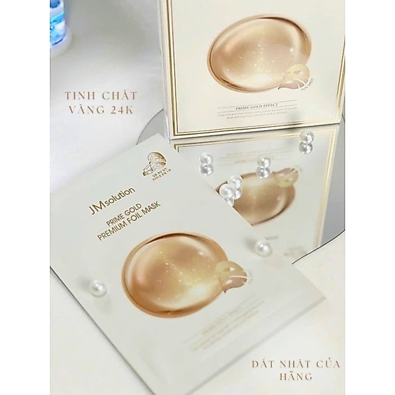 𝑴𝒂̣̆𝒕 𝒏𝒂̣ 𝑱𝑴 𝑺𝒐𝒍𝒖𝒕𝒊𝒐𝒏 tinh chất vàng 24K, hộp 10 miếng