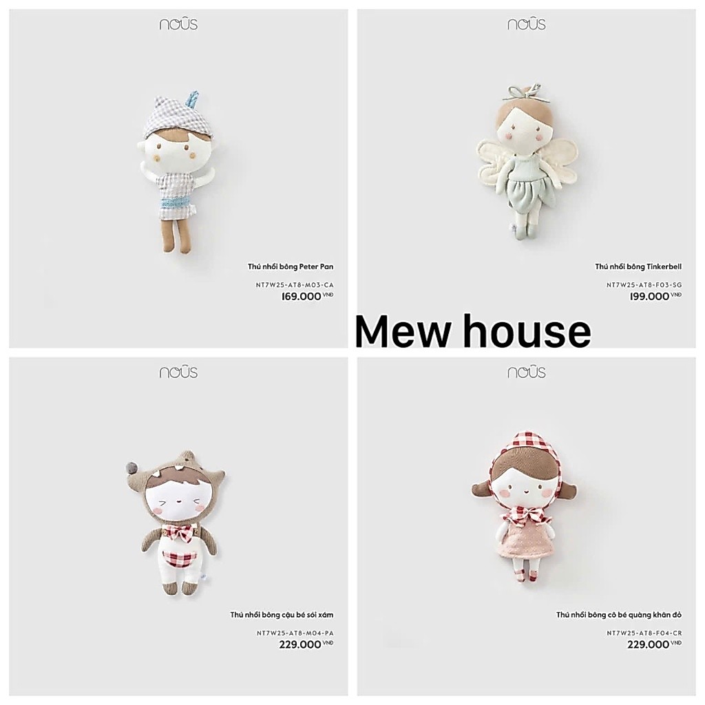 Nous softtoy } gấu bông xinh yêu cho bé trai bé gái Nous chính hãng