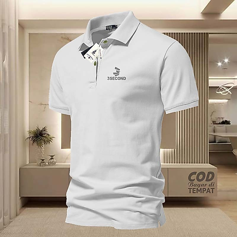 Áo polo 3Second CollarPOLO Bạc 3 Sọc LogoKiri Cổ Người Lớn Wangki Bộ Áo Thun Nam / s-3xl