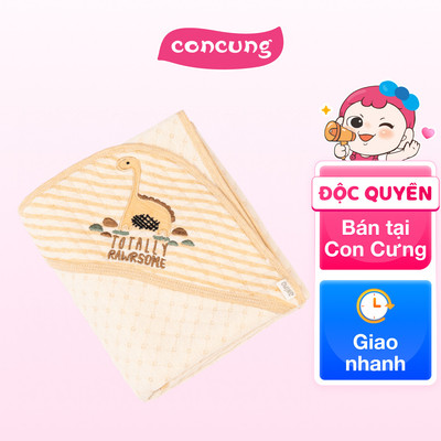Khăn choàng ủ ấm 2 mặt Khủng long Animo T2303_NK002 (80x95cm,Kem)