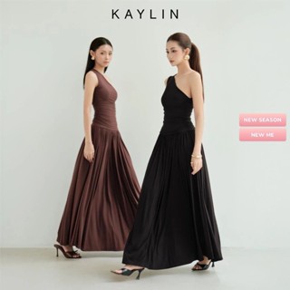 Set KAYLIN áo kiểu lệch vai phối chân váy Maxi chất thun cotton lụa phong cách thanh lịch BST Thu Đông 2025 - SET53T9