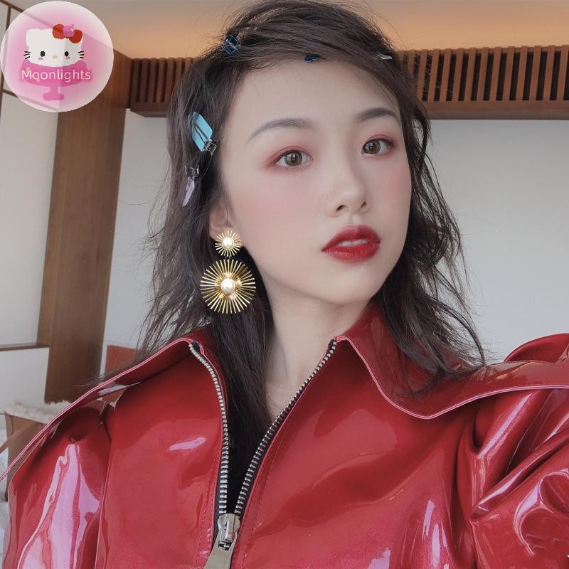 Bông Tai Ngoc Trai Tron Kim Loat Rong, Phong cach Au My, Thuong dung cho tiec va qua tang