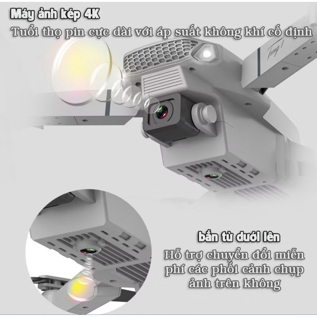 Flycam E88 Pro, 2 camera 4K,pin 1800mah ( tặng túi đựng) | BigBuy360 - bigbuy360.vn