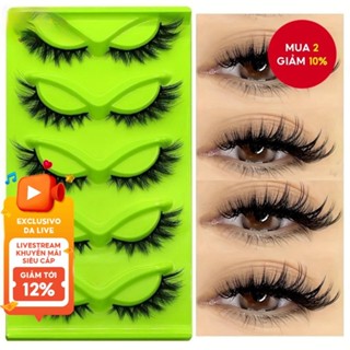 Lông Mi Giả 5 Đôi Lông Tơ Tự Nhiên Mềm Mỏng Chữ Thập Không Gây Dị Ứng Ngày Lễ Lông Mi Mắt Mèo