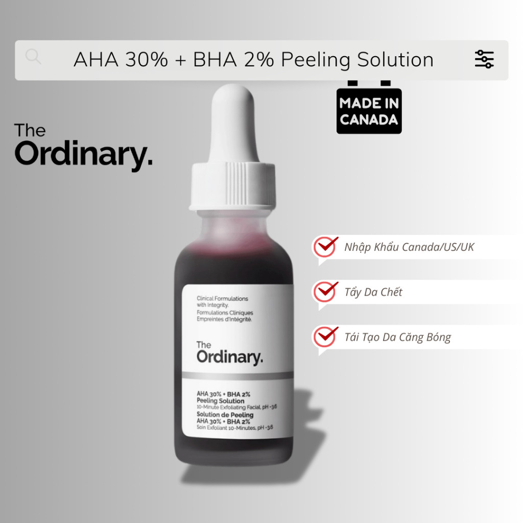 The Ordinary Peeling Solution AHA 30% + BHA 2% tẩy da 30ml