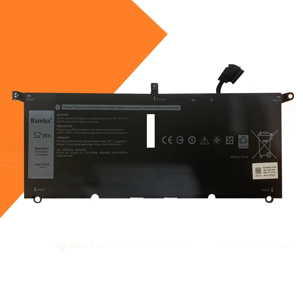 Pin laptop Dell Inspiron 5390,5391,7390,Xps 9370,9380 (DXGH8,H754V,G8VCF) 52WH