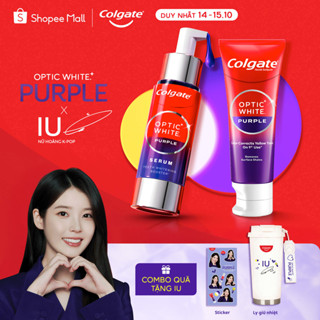 Bộ Kem đánh răng & Serum Colgate trắng răng Optic White Purple x IU - Trung hòa sắc vàng cho răng trắng sáng