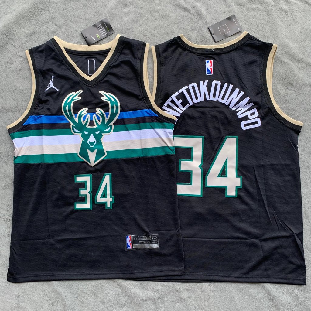 Anh trai Antetokounmpo No. 34 Áo bóng rổ thêu Adeto Kumbo Black Jersey NBA