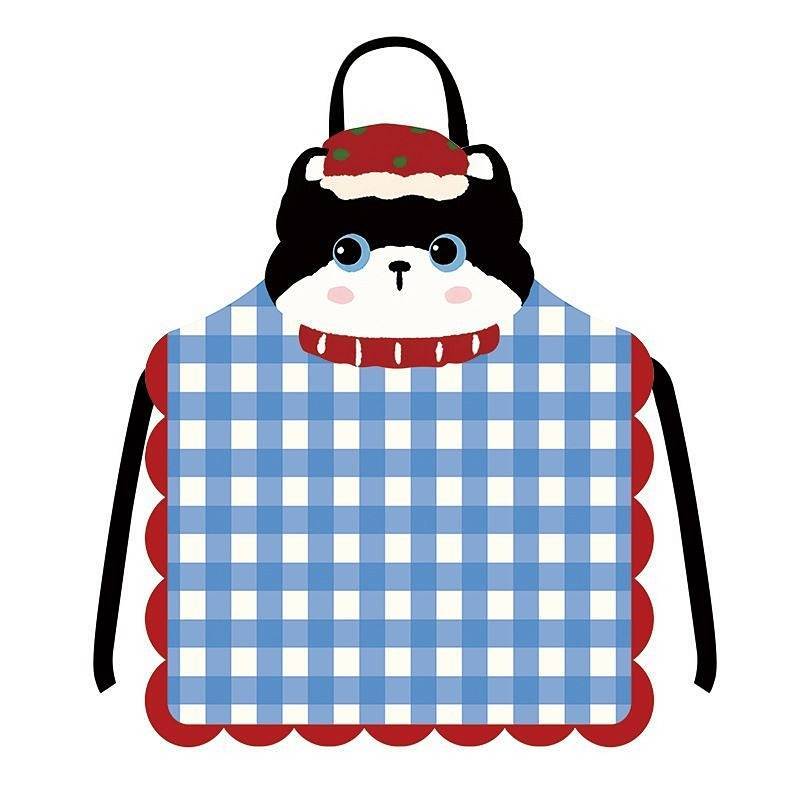 Christmas Cat Cotton Linen Sleeveless Apron Cute Cartoon Baking Kitchen Home Personalized Creative A