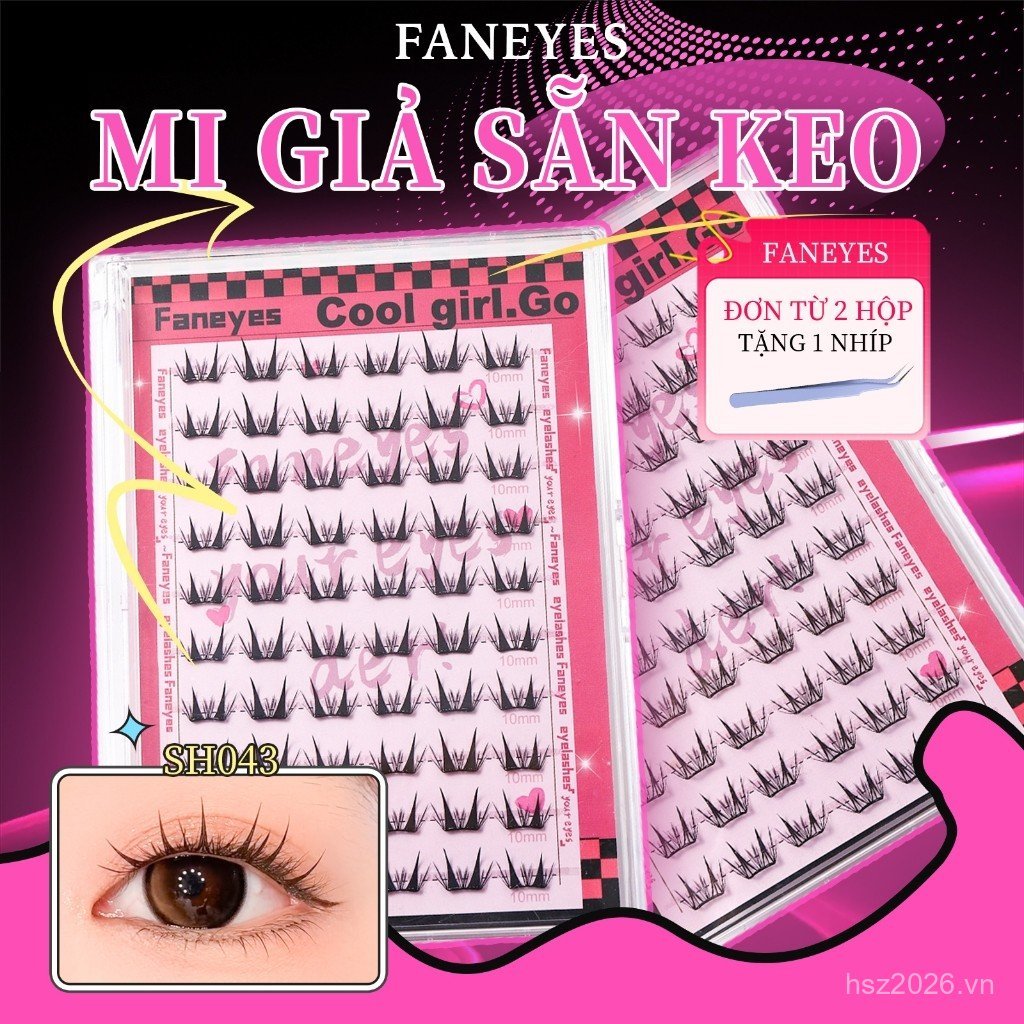 FANEYES Lông mi giả dán sẵn Cong tự nhiên dày với dải dán sẵn Dễ đeo Nhiều kiểu dáng Thích hợp cho m