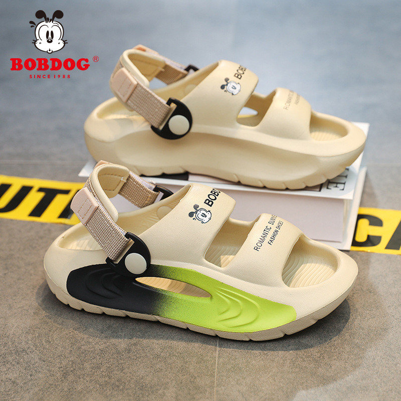 Bobdog / Bobdog Dép Bé Trai Đi Biển Giày Vừa Lớn Trẻ Em Lỗ Giày Trẻ Em Dép Ngoài Mặc Thường Ngày