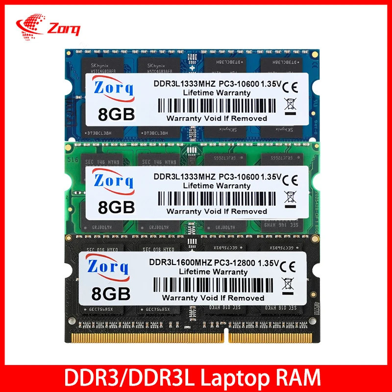 DDR3 DDR3L 4GB 8GB Laptop Memories Ram PC3L 1.35V 1066 1333 1600Mhz PC3 1.5V 8500 10600 12800 204Pin