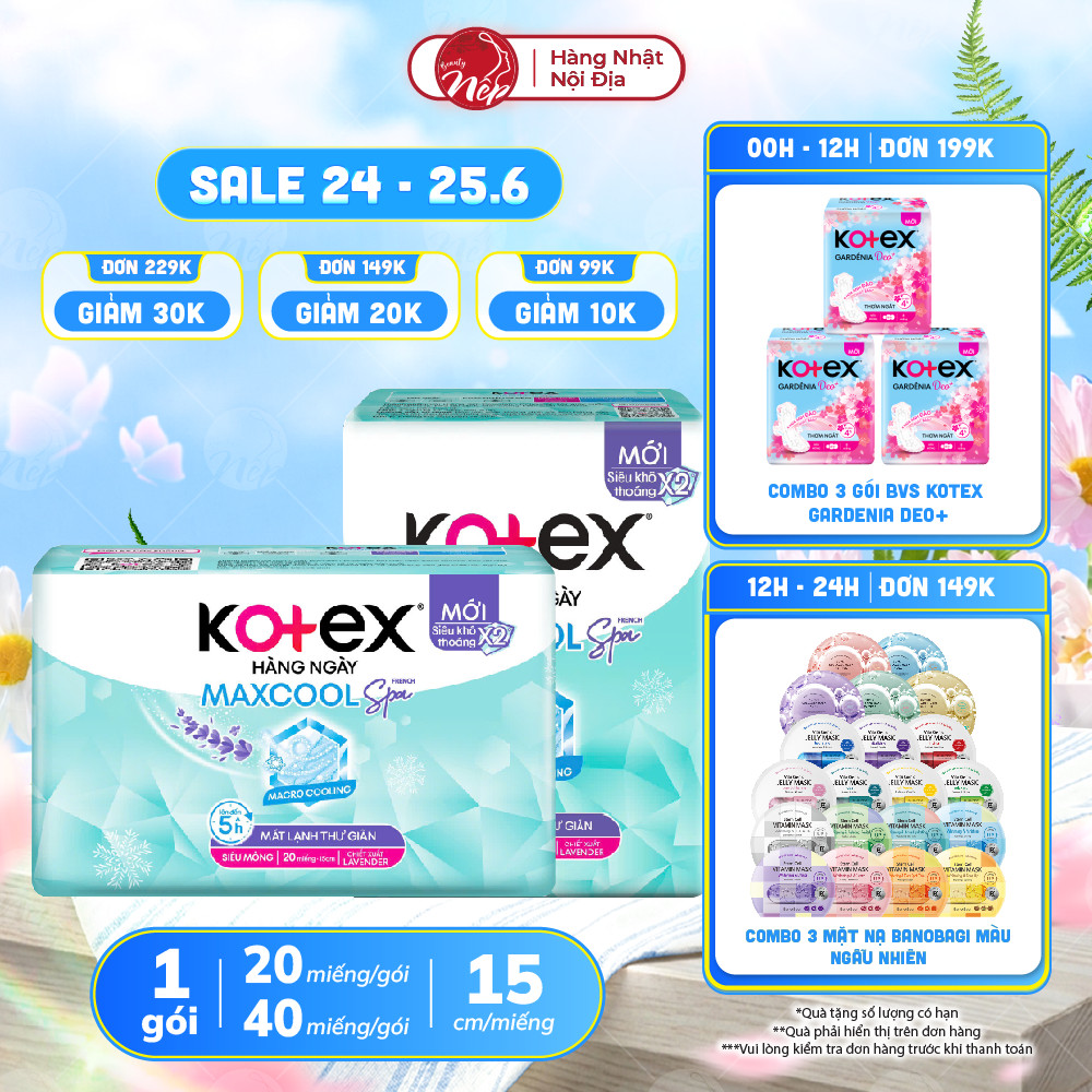 Băng vệ sinh Kotex hàng ngày Max cool French Spa, siêu mỏng mềm mại - Nepbeauty