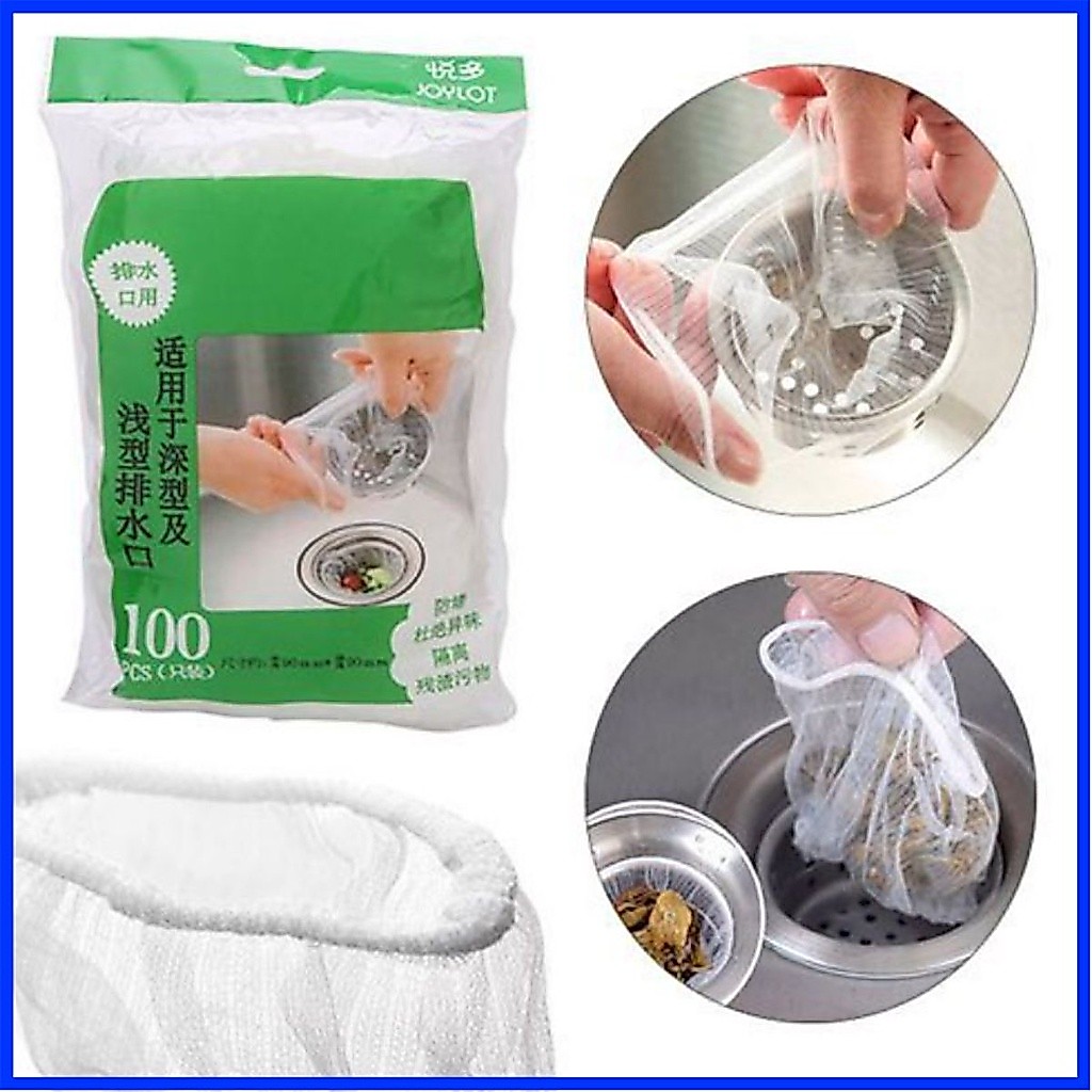 COMBO 2 TÚI 100 túi lưới  lọc rác bồn rửa bát,chén dùng trong vệ sinh chống tắc nghẽn bồn