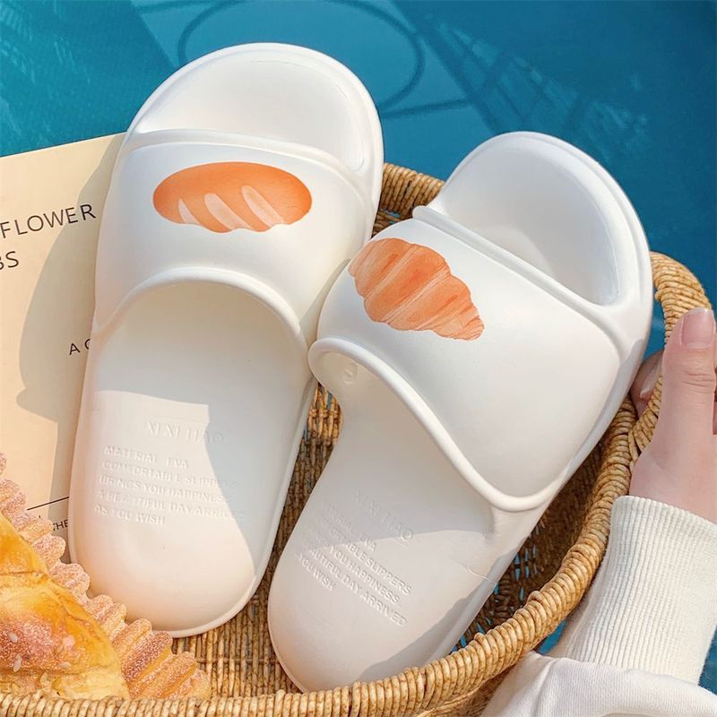 Sáng Tạo Vui Vẻ Dễ Thương Bánh Mì Cặp Đôi Dép Bước Trên Shit Cảm Giác Nhà EVA Dép Nam Nữ Mùa Hè