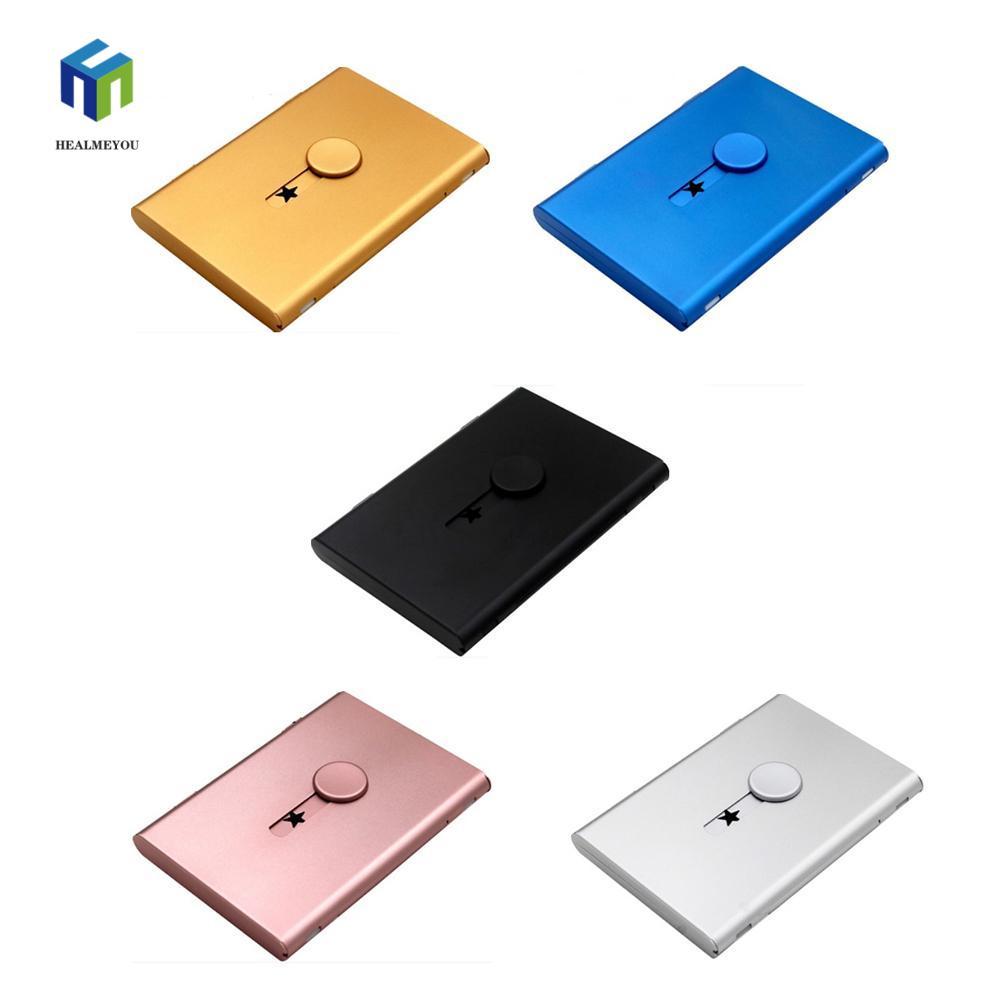 HEALMEYOU Thumb Slide Out Business Name Card Holder Men Scrub Creative Credit Card Holder Light Wall