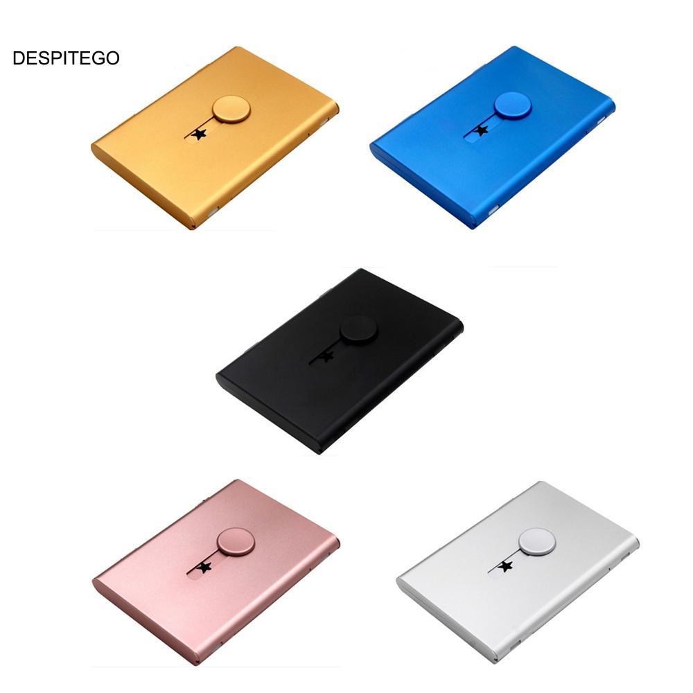 DESPITEGO Thumb Slide Out Business Name Card Holder Light Women Star Fashion Scrub Wallet Box ID Car