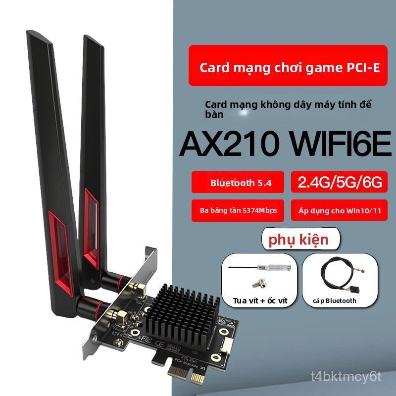 Card WiFi 6E Intel AX210 PCIe tốc độ cao kèm Bluetooth 5.4 cho máy tính bàn bắt sóng siêu xa