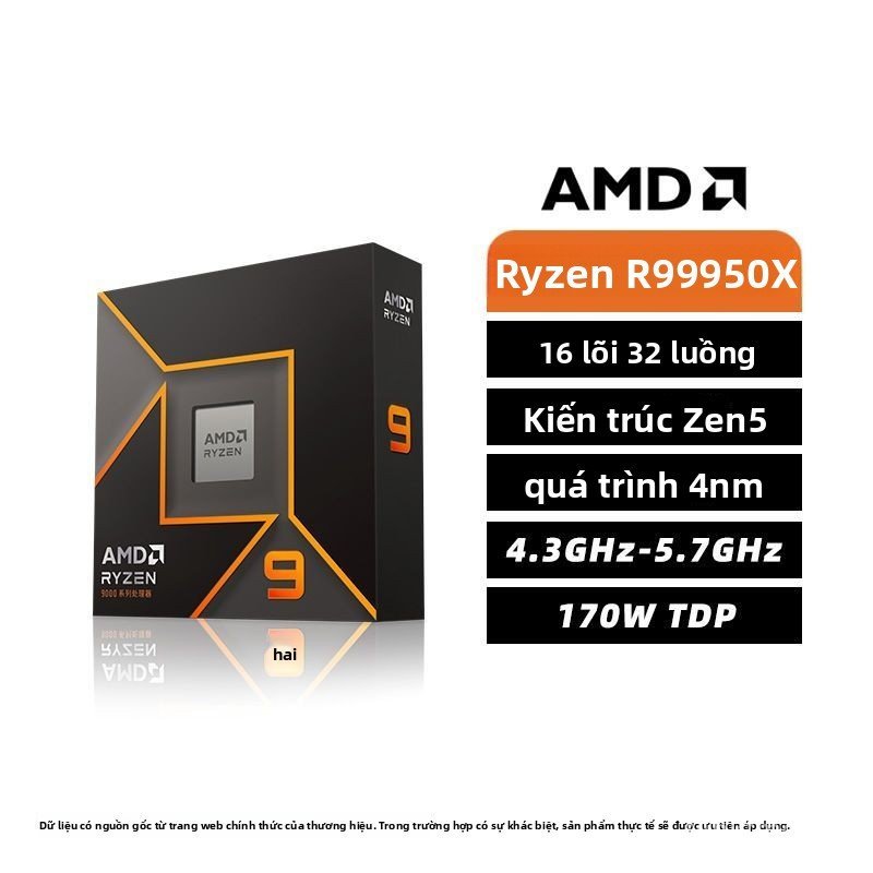 CPU AMD Ryzen 9 9950X 16 nhân 32 luồng hiệu năng khủng cho PC gaming và đồ họa chuyên nghiệp