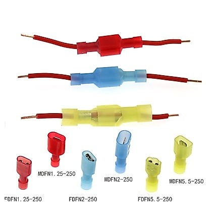 (50 cái) Đầu cos ghim dẹp đực cái, cos ghim capa bọc nhựa FDFN, MDFN