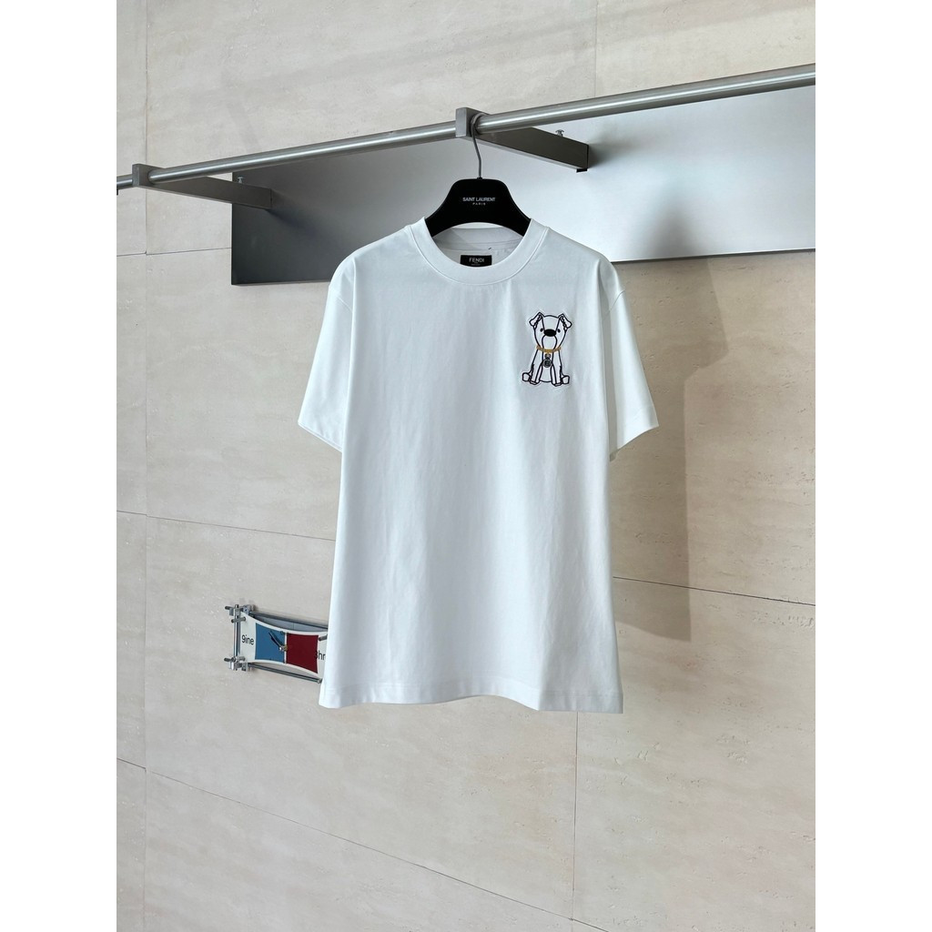 FENDI Mùa Hè Phong Cách Mới Áo Thun Ngắn Tay Nam Nữ Cặp Đôi Phong Cách Mùa Hè Bán Chạy Phong Cách Dạ