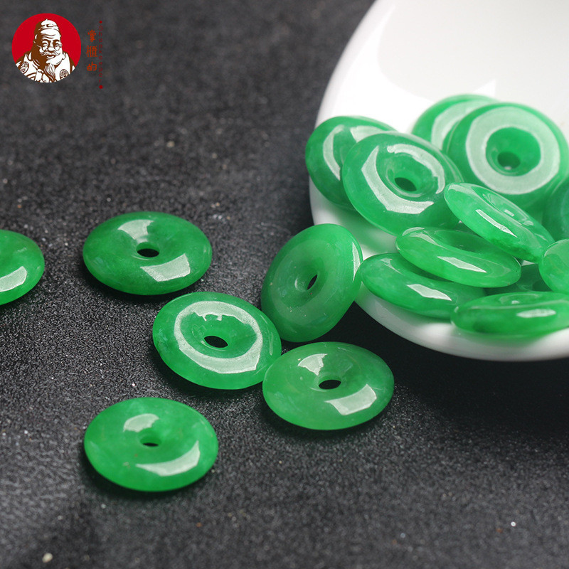 ((Giá 10 Miếng) Hàng Hóa Tự Nhiên Jadeite Khô Xanh Sắt Rồng Khóa An Toàn Rời Hạt Vòng Tay DIY Phụ Kiện