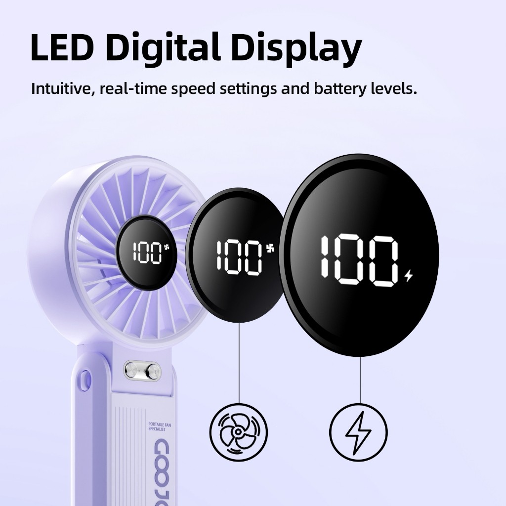 Quạt Goojodoq 4000mAh tốc độ cao Năng lượng mặt trời Quạt cầm tay Turbo100 Gear Wind có thể gập lại | BigBuy360 - bigbuy360.vn