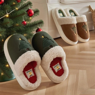  XIXITIAO dép đi trong nhà bằng cotton cho nam nữ kiểu dáng mới mùa đông thoải mái giữ ấm kiểu dáng retro hoa văn cây thông giáng sinh 