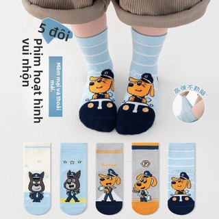  1-12 Tuổi Trẻ Em Hoạt Hình Tất Giữa Ống Tất Thu Đông Mới Dễ Thương Chó Con Bé Trai Chải Cotton Hợp Thời Trang Tất Sinh Viên 