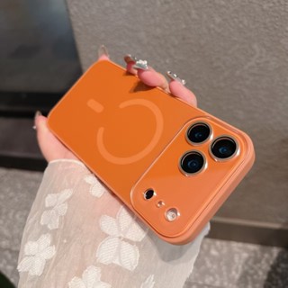 Ngôi Sao Màu Cam Cửa Sổ Lớn Toàn Ống Kính Bảo Vệ Từ Tính Ốp lưng Cho iPhone 17 12 13 14 15 16 Pro Max 17Air Matte Chống Vân Tay Mặt Sau Camera Kính Chống Trầy Xước Vỏ