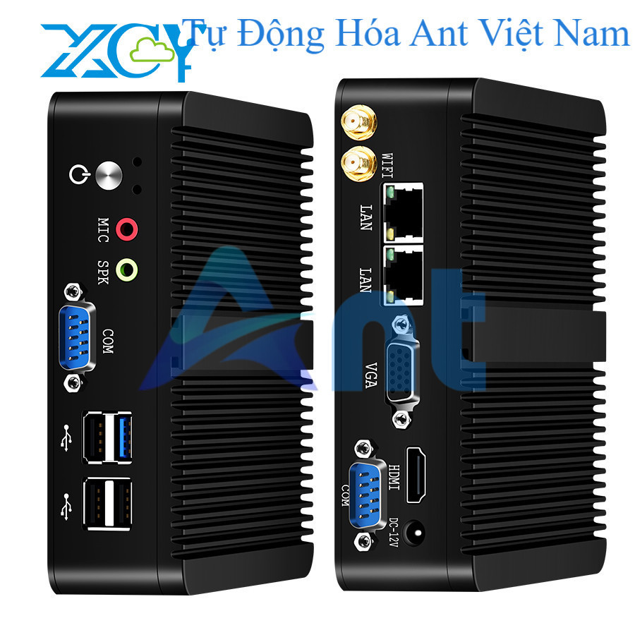 XCY Mini PC Intel Celeron J1900 Quad-Cores 2.0Ghz 2X RS232 2X Lan Windows 10 Linux nhúng IOT máy tín