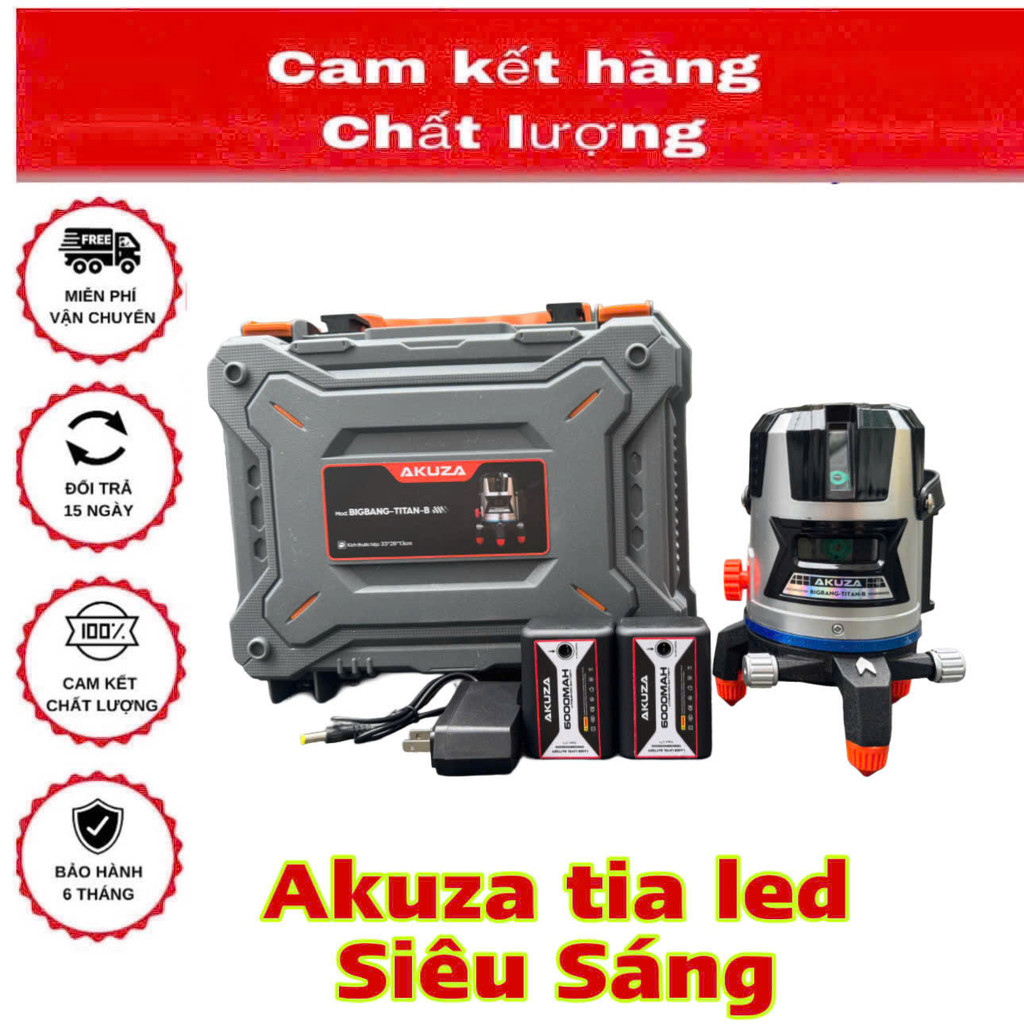 Máy Cân Bằng Laze ,laser , Tia xanh Bóng Led Siêu Sáng AKUZA  TITAN B Hỗ trợ ngoài trời,
