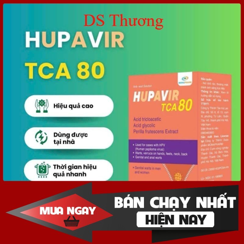 COMBO 02 HỘP Hupavir TCA 80 giúp loại bỏ mụn cóc, mụn cơm, mụn HPV (CHE TÊN)