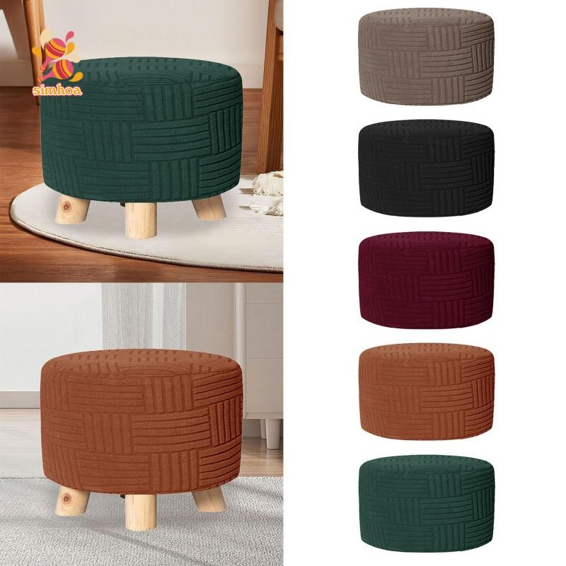 Vỏ Ottoman Màu Trơn Chống Trơn Trượt Dày Ottoman Slipcover Chân Phân Bao Tròn Ottoman Bảo Quản Bao C