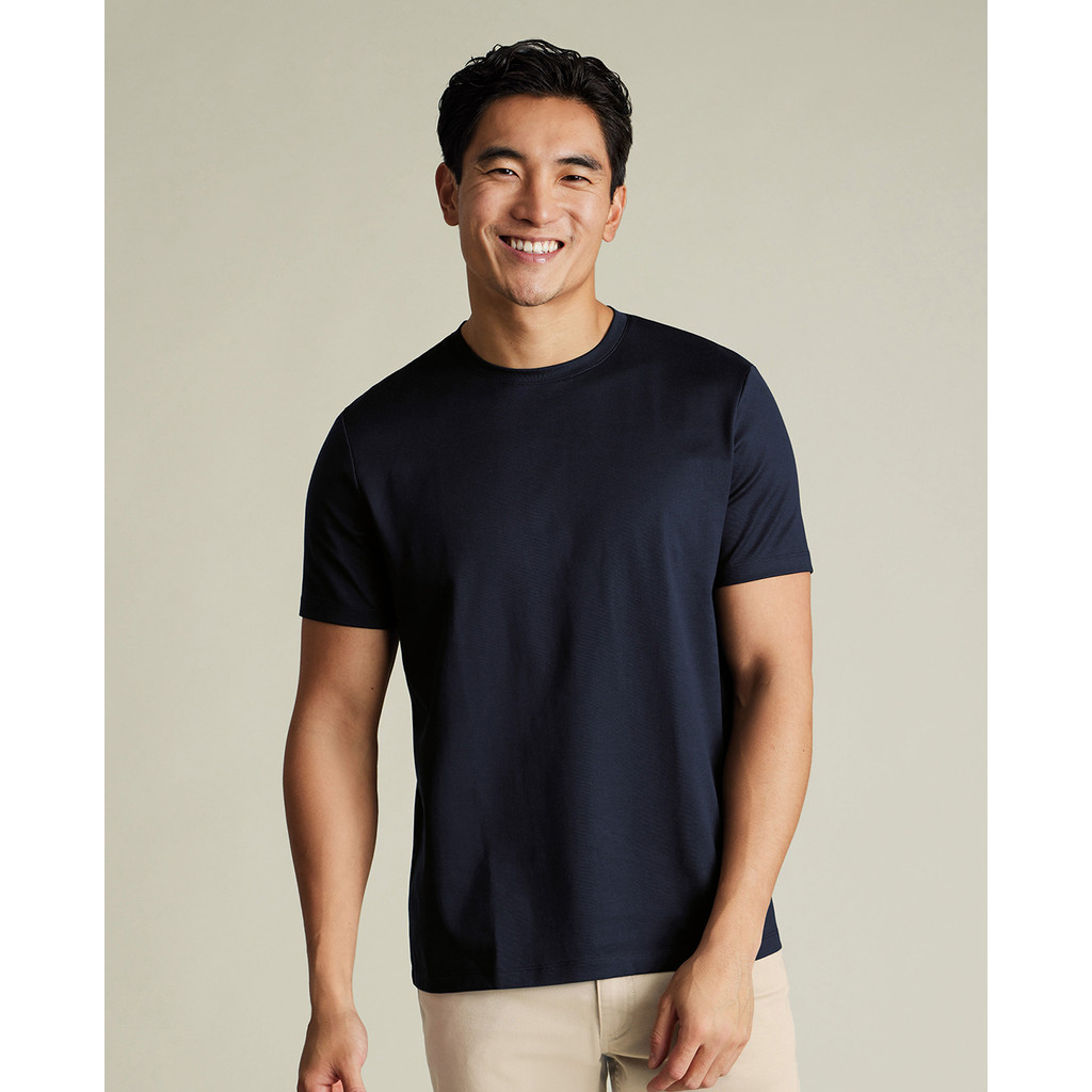 CHARLES TYRWHITT - Áo thun nam cổ tròn tay ngắn Pure Cotton JET0025-NAV
