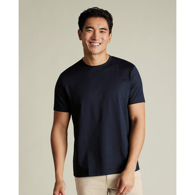 CHARLES TYRWHITT - Áo thun nam cổ tròn tay ngắn Pure Cotton_JET0025-NAV
