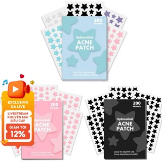 200 Miếng Dán Mụn Hydrocolloid, Che Phủ Mụn Và Vết Thâm, Dán Đốm, Hình Ngôi Sao Đáng Yêu, Chăm Sóc Da Mặt