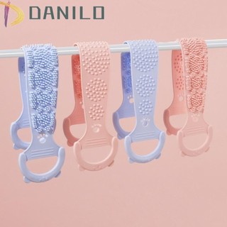 Máy chà sàn cơ thể bằng silicon DANILO1, Bàn chải làm sạch cơ thể tay cầm dài Bàn chải tắm hai mặt, Dụng cụ làm sạch Thiết kế cọ xát Bàn chải tẩy tế bào chết tiện dụng Thời gian tắm