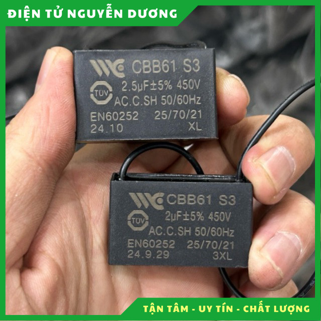 Tụ xịn hãng 2uF 2.5uF cho quạt điện quạt trần chất lượng cao